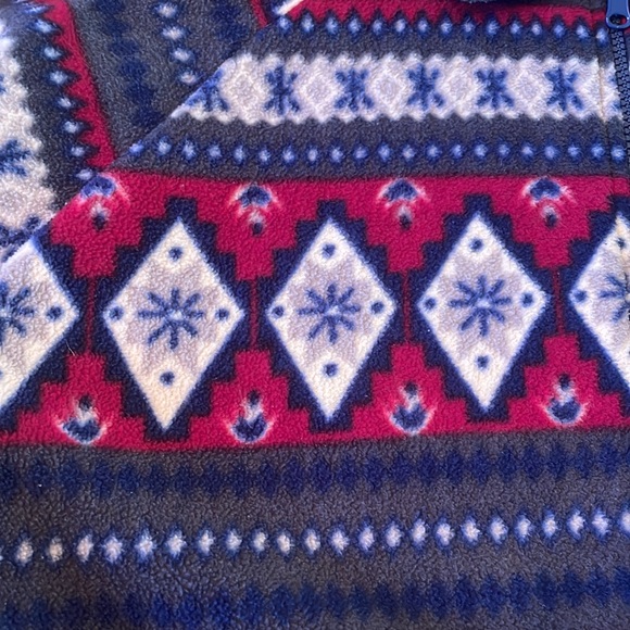 R&R fleece fair isle zipup with collar, burgundy/white/navy - Picture 5 of 5